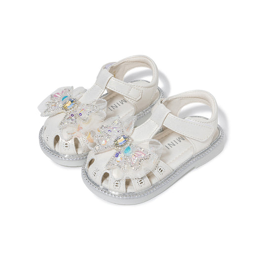EBMINI Sparkle Bow Closed-Toe Toddler Sandals | Princess Dressy Shoes for Girls 2-7Y