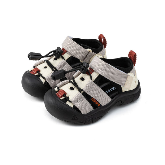 EBMINI Closed Toe Hiking Sandals for Kids | Beige Gray Non Slip Outdoor Summer Shoes for Boys Girls 2-8Y