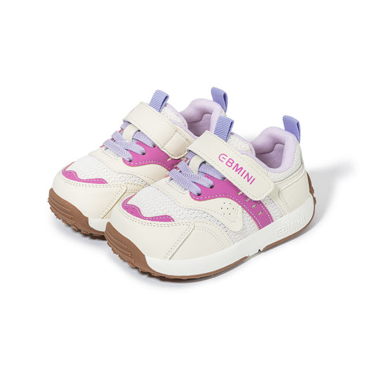 Toddler Sneakers - White Mesh Pink Purple Accent