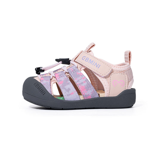 EBMINI Pink Camo Quick-Lace Closed-Toe Kids Sandals | Breathable Non-Slip First Walkers for Boys Girls 2-8Y