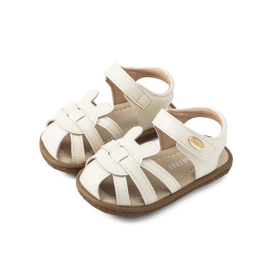 EBMINI Beige Bunny Ear Closed-Toe Toddler Sandals | Cute Princess Style Breathable Non-Slip First Walker Shoes