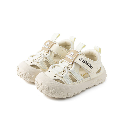 EBMINI Closed Toe Toddler Sandals | Beige Breathable Non Slip First Walker Summer Shoes for 10M-6Y