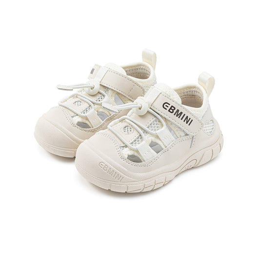 EBMINI Closed Toe Toddler Sandals | White Breathable Non Slip Summer Shoes for Boys Girls 2-7Y