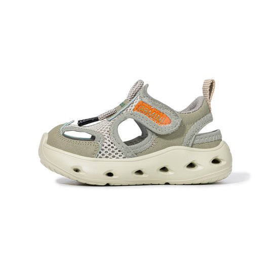 EBMINI Sage Green Quick-Lace Closed-Toe Kids Sandals | Breathable Non-Slip First Walkers for Boys Girls 2-8Y