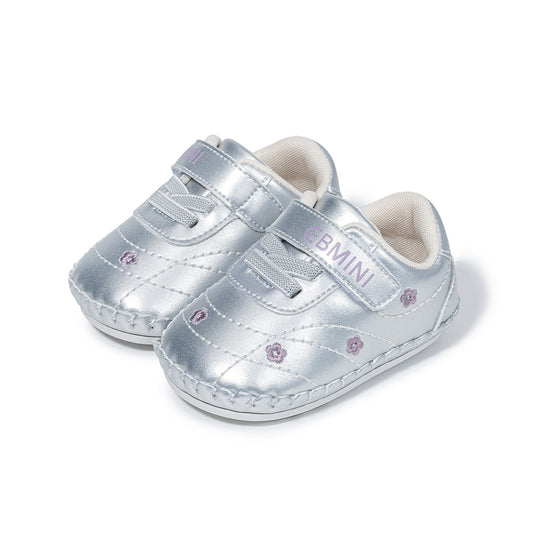Baby Walking Shoes - Soft Sole, Velcro Strap, Flower Embroidery