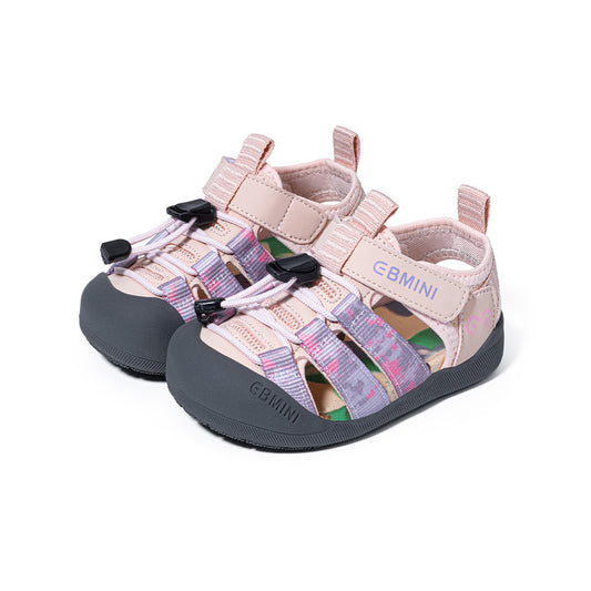 EBMINI Pink Camo Quick-Lace Closed-Toe Kids Sandals | Breathable Non-Slip First Walkers for Boys Girls 2-8Y