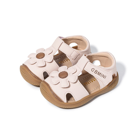 E26B394 EBMINI Toddler Flower Sandals, Cute Closed-Toe Summer Shoes for Girls, Non-Slip First Walkers