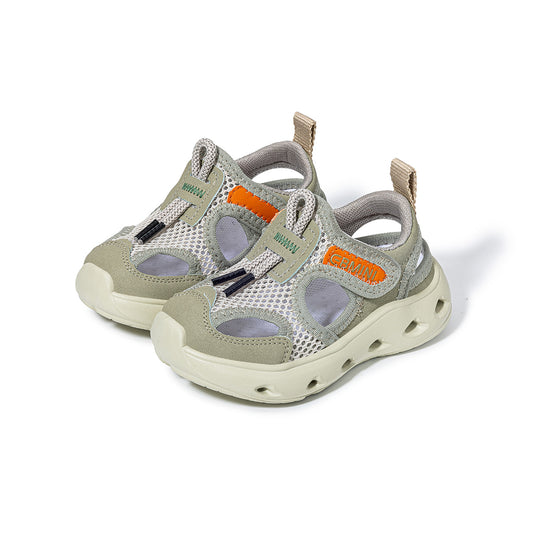 EBMINI Sage Green Quick-Lace Closed-Toe Kids Sandals | Breathable Non-Slip First Walkers for Boys Girls 2-8Y