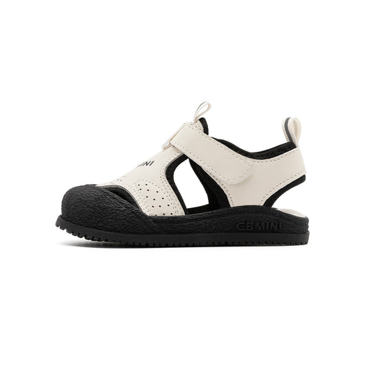 EBMINI Barefoot Closed Toe Toddler Sandals | Beige Black Non Slip First Walker Summer Shoes for 10M-6Y