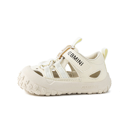 EBMINI Closed Toe Toddler Sandals | Beige Breathable Non Slip First Walker Summer Shoes for 10M-6Y