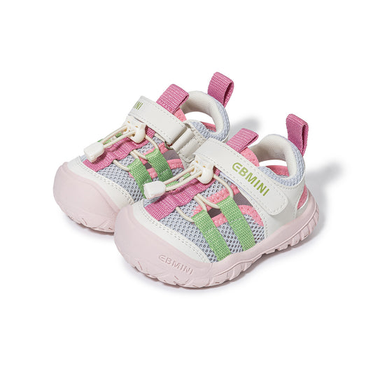 EBMINI Closed Toe Toddler Sandals | Pink Green Colorful Bungee Non Slip First Walker Summer Shoes for 15M-5Y