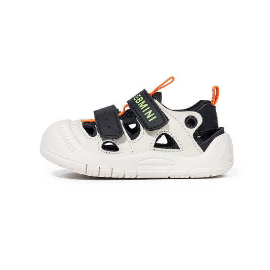 EBMINI Black White Orange Closed Toe Toddler Sandals | Breathable Non Slip Rubber Sole First Walker Shoes for Boys Girls 12M-5Y