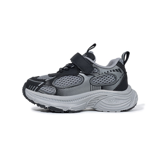 EBMINI Black Gray Mesh Toddler Sneakers | Breathable Non-Slip First Walker Running Shoes