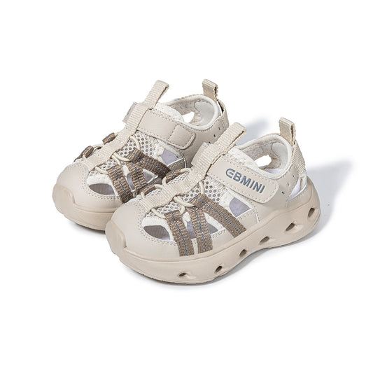 EBMINI Beige Closed Toe Kids Water Sandals | Breathable Quick-Dry EVA Sole Outdoor Shoes for Boys Girls 2-8Y