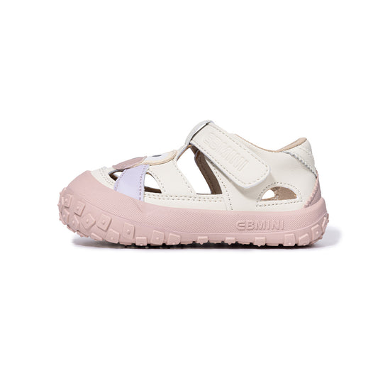 EBMINI Pink White Cartoon Dog Closed Toe Toddler Sandals | Breathable Non Slip Rubber Sole First Walker Shoes for Girls 10M-5Y