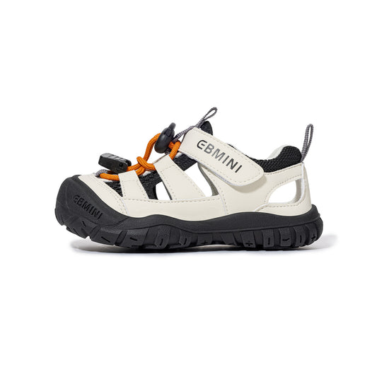 EBMINI Closed Toe Adventure Sandals for Kids | Beige Black Orange Non Slip Bungee Summer Shoes for Boys Girls 2-8Y