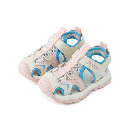 EBMINI Pink Blue Adventure Closed-Toe Microfiber Toddler Little Kid Sandals | Breathable Non-Slip Water Shoes