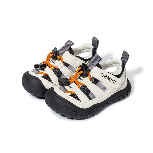 EBMINI Closed Toe Adventure Sandals for Kids | Beige Black Orange Non Slip Bungee Summer Shoes for Boys Girls 2-8Y