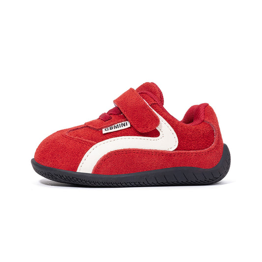 EBMINI Red Retro Barefoot Toddler & Little Kid Sneakers | Thin Sole Wide Toe Box First Walker Shoes