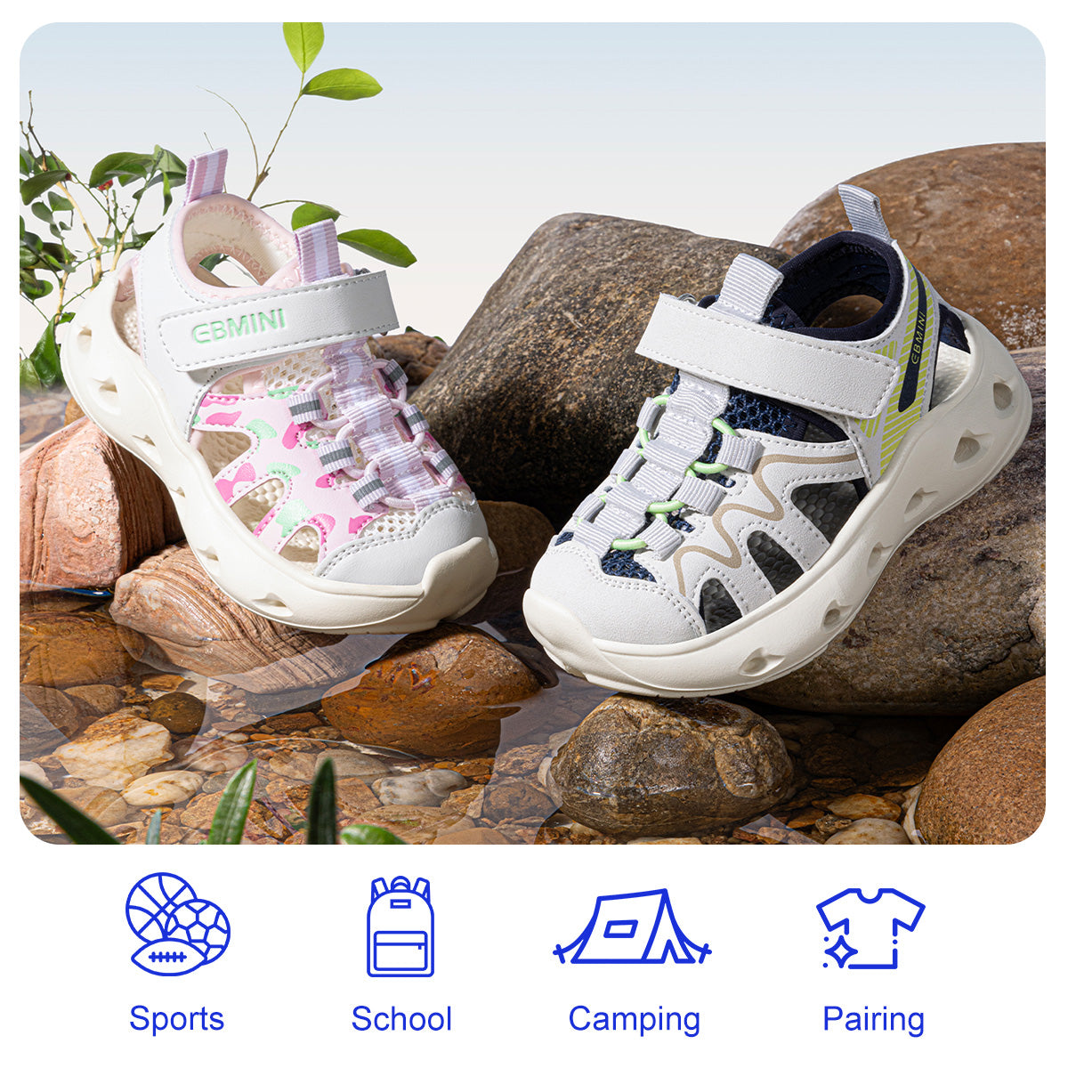 Wave Line Mesh Closed-Toe Water Toddler Sandals