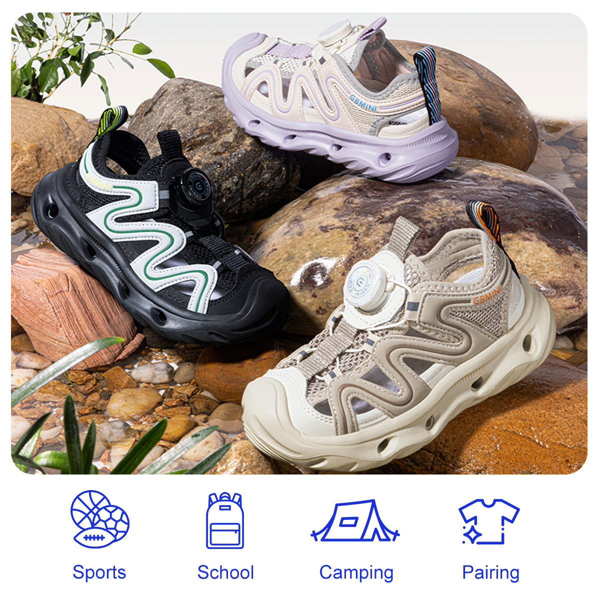 Rotary Buckle Closed-Toe Kids Sandals