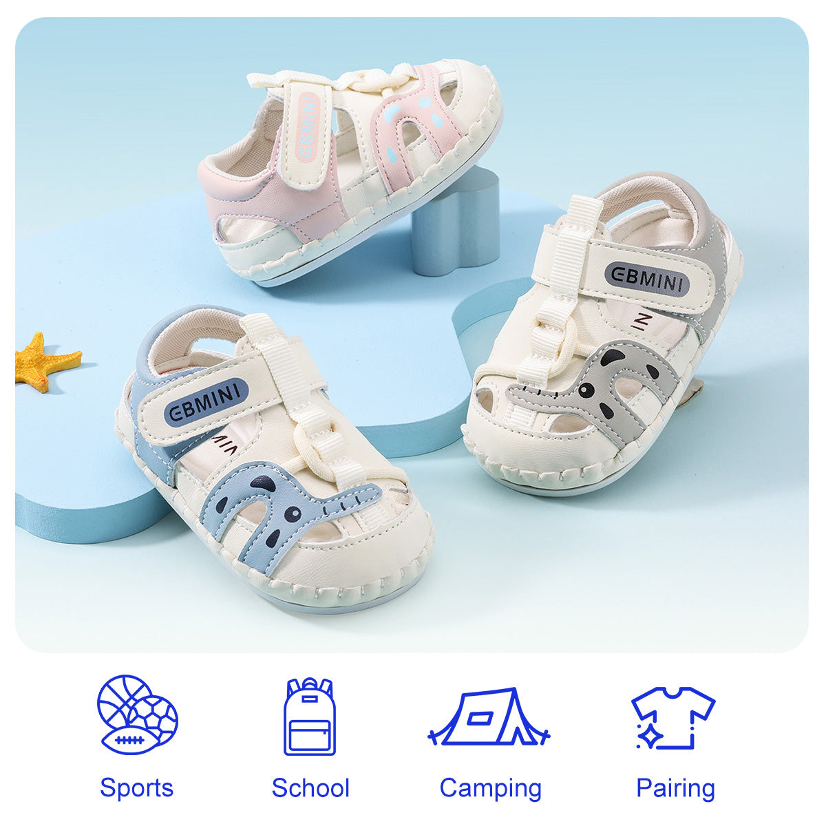 Elephant Shape Soft-Sole Closed-Toe Baby Sandals