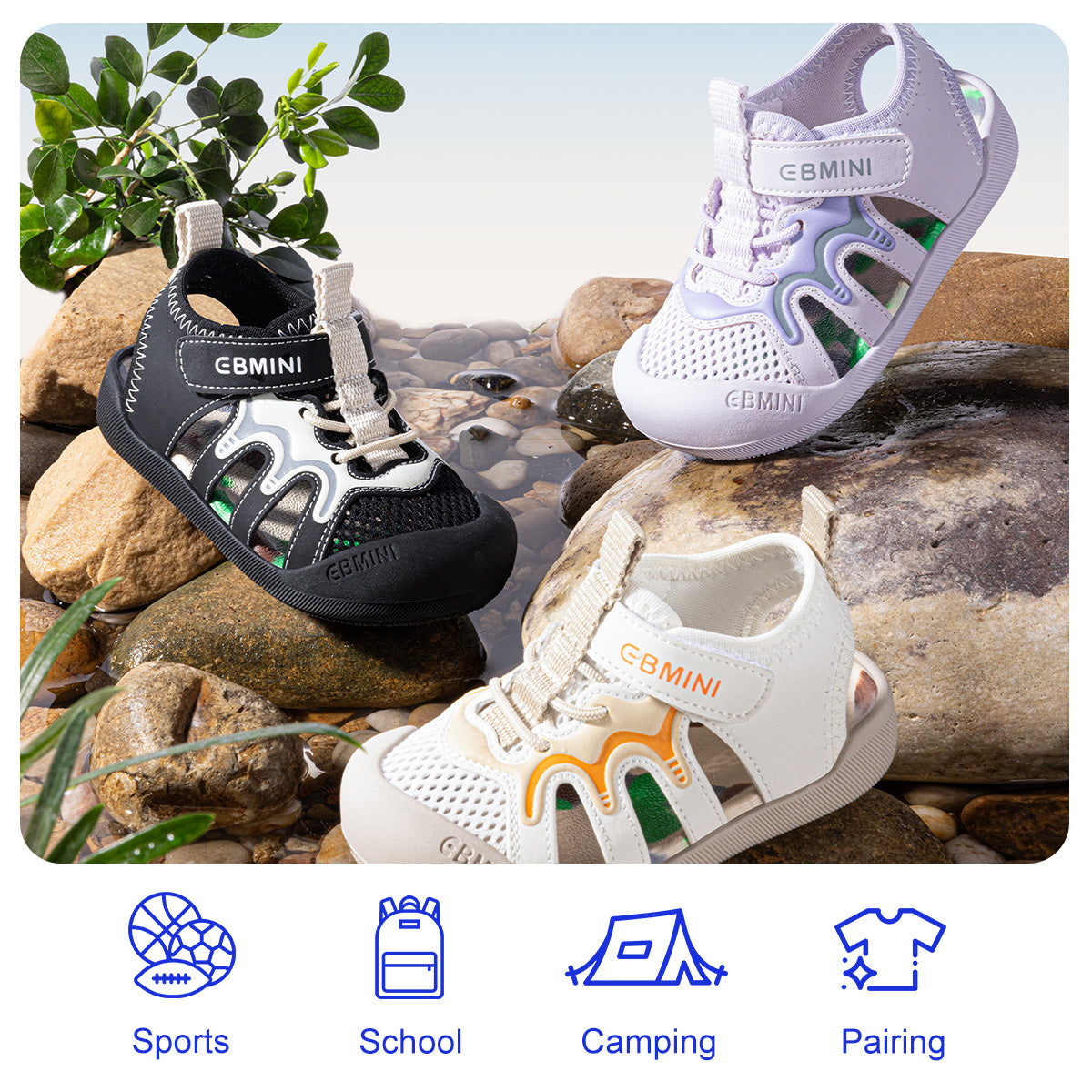 Wave Graphic Mesh Closed-Toe Toddler Sandals