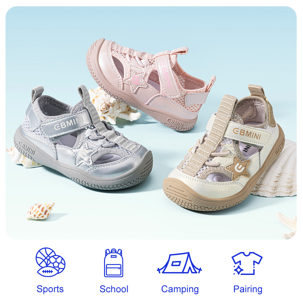 Star Patch Closed-Toe Toddler Sandals