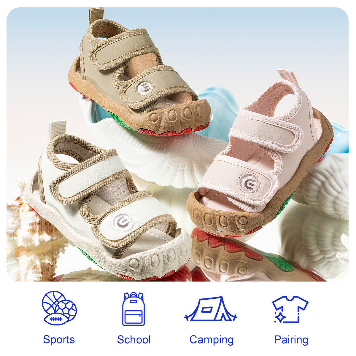 Rainbow Sole Open-Toe Closed-Heel Toddler Sandals