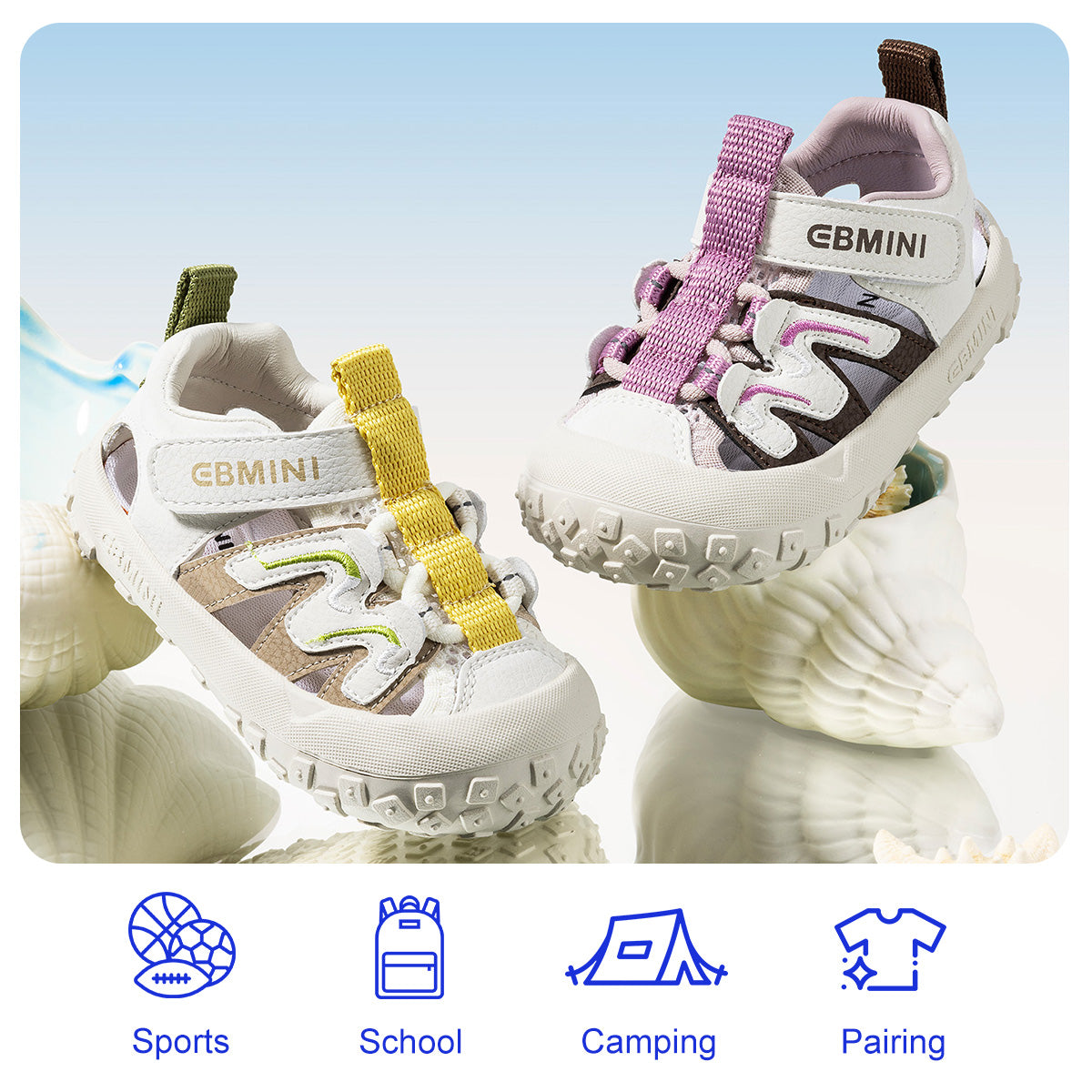 Wave Cutout Colorblock Closed-Toe Toddler Sandals
