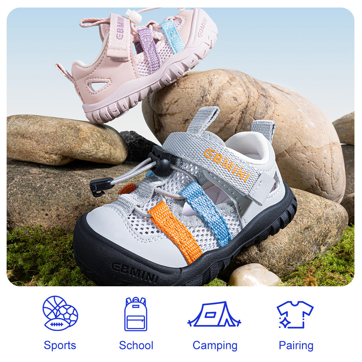 Colorful Webbing Closed-Toe Toddler Sandals