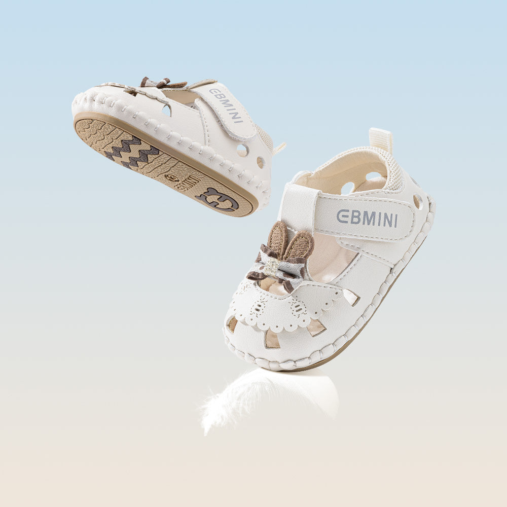Baby Girls Bunny Bow Pre-Walker Sandals, Soft Closed-Toe First Shoes
