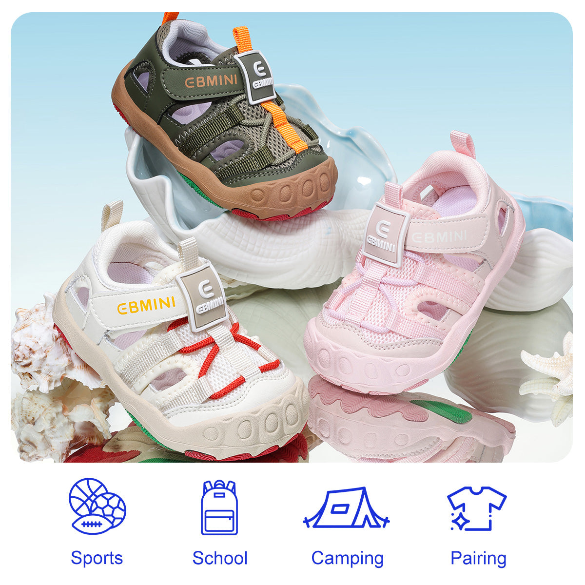 Ribbon-Strap Mesh Closed-Toe Toddler Sandals