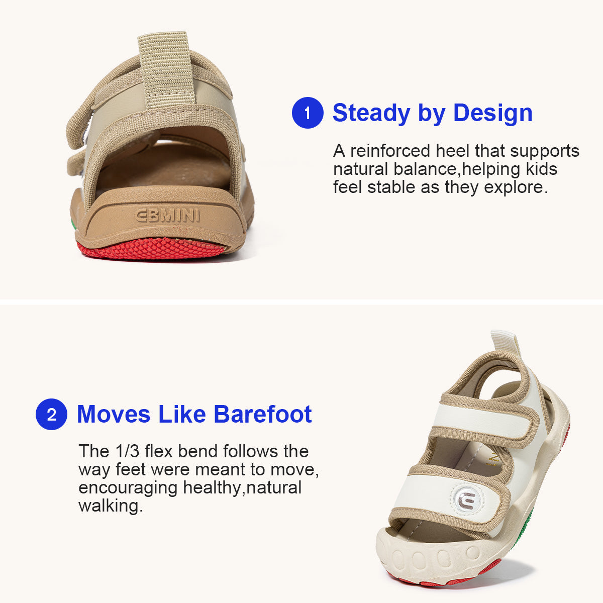 Rainbow Sole Open-Toe Closed-Heel Toddler Sandals