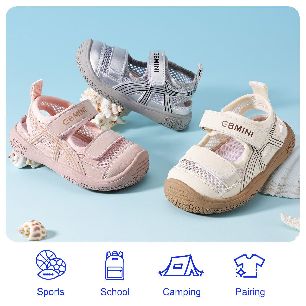 Retro X-Stitch Dual-Strap Mesh Closed-Toe Toddler Sandals