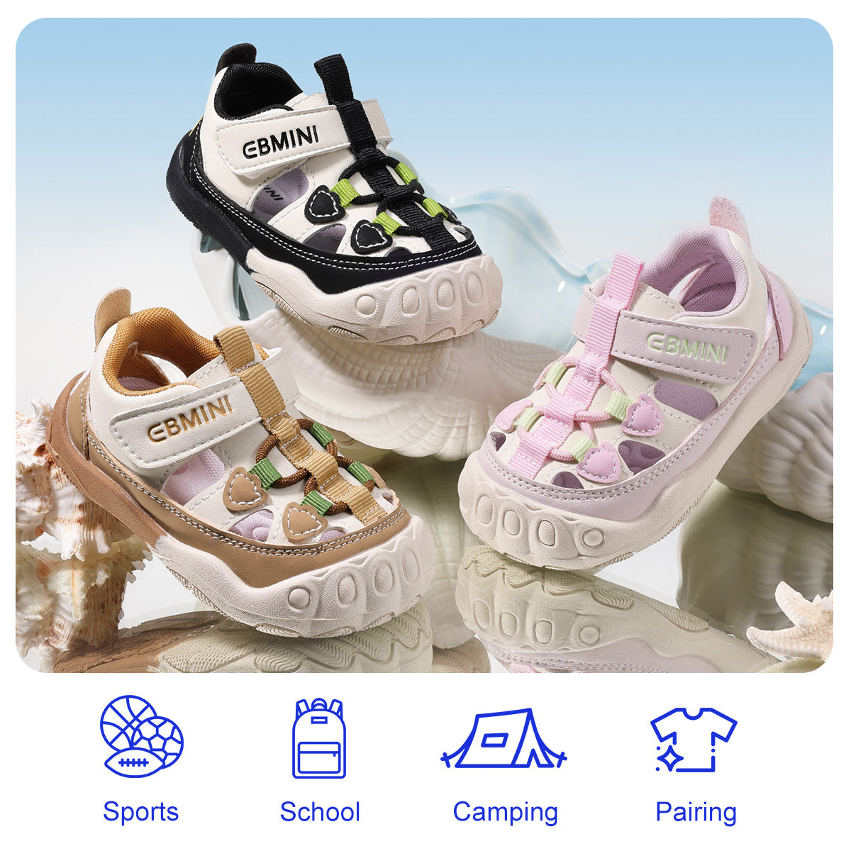 Heart Patch Colorblock Closed-Toe Toddler Sandals