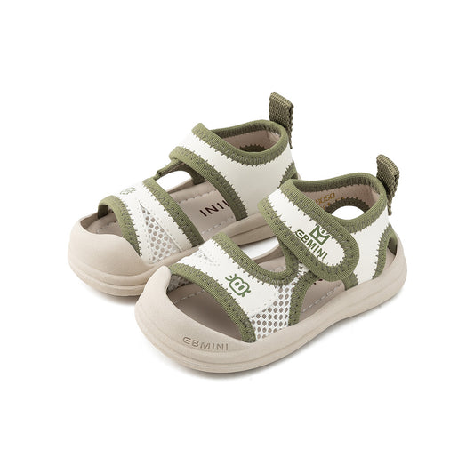 EBMINI White Green Closed-Toe Mesh Toddler Sandals | Breathable Non Slip First Walker Summer Shoes