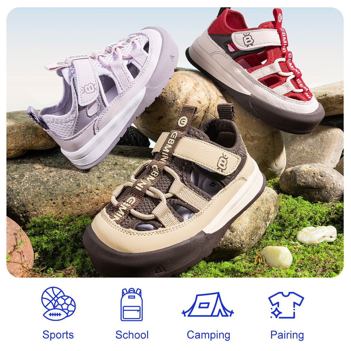 Letter Print Webbing Closed-Toe Hiking Toddler Sandals