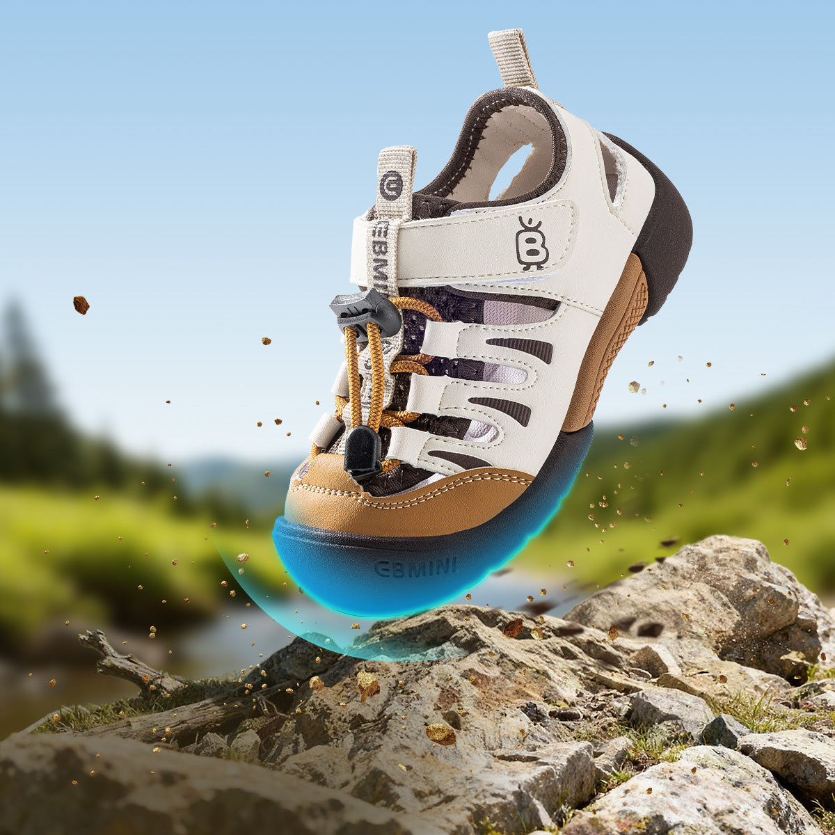 Cartoon Bear Bungee Lace Closed-Toe Hiking Toddler Sandals