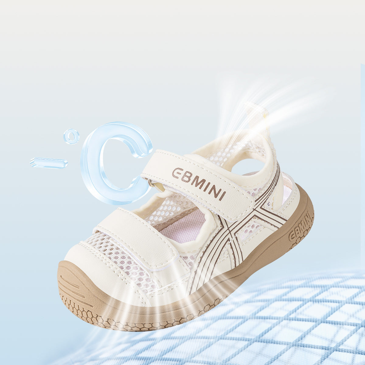 Retro X-Stitch Dual-Strap Mesh Closed-Toe Toddler Sandals