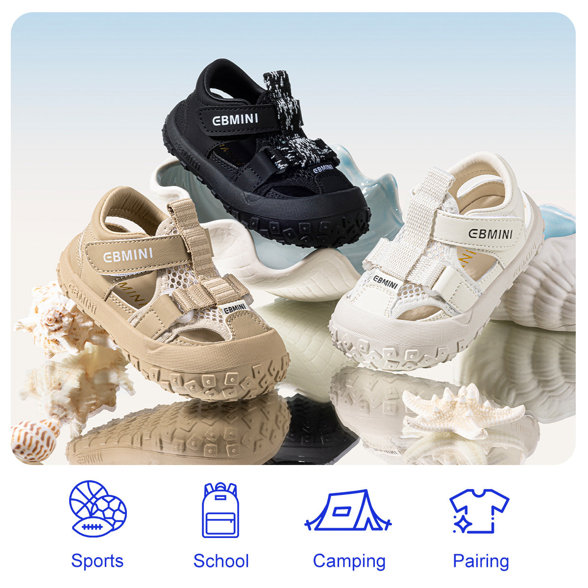 Rugged Webbing Dual-Strap Closed-Toe Toddler Sandals