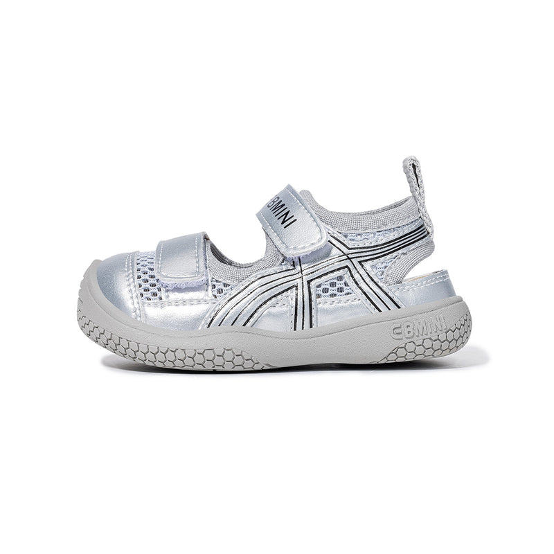 Retro X-Stitch Dual-Strap Mesh Closed-Toe Toddler Sandals