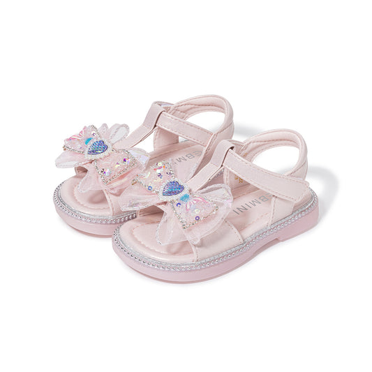 EBMINI Sparkle Bow Open-Toe Toddler Sandals | Princess Dressy Shoes for Girls 2-10Y