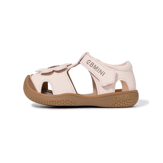 E26B394 EBMINI Toddler Flower Sandals, Cute Closed-Toe Summer Shoes for Girls, Non-Slip First Walkers