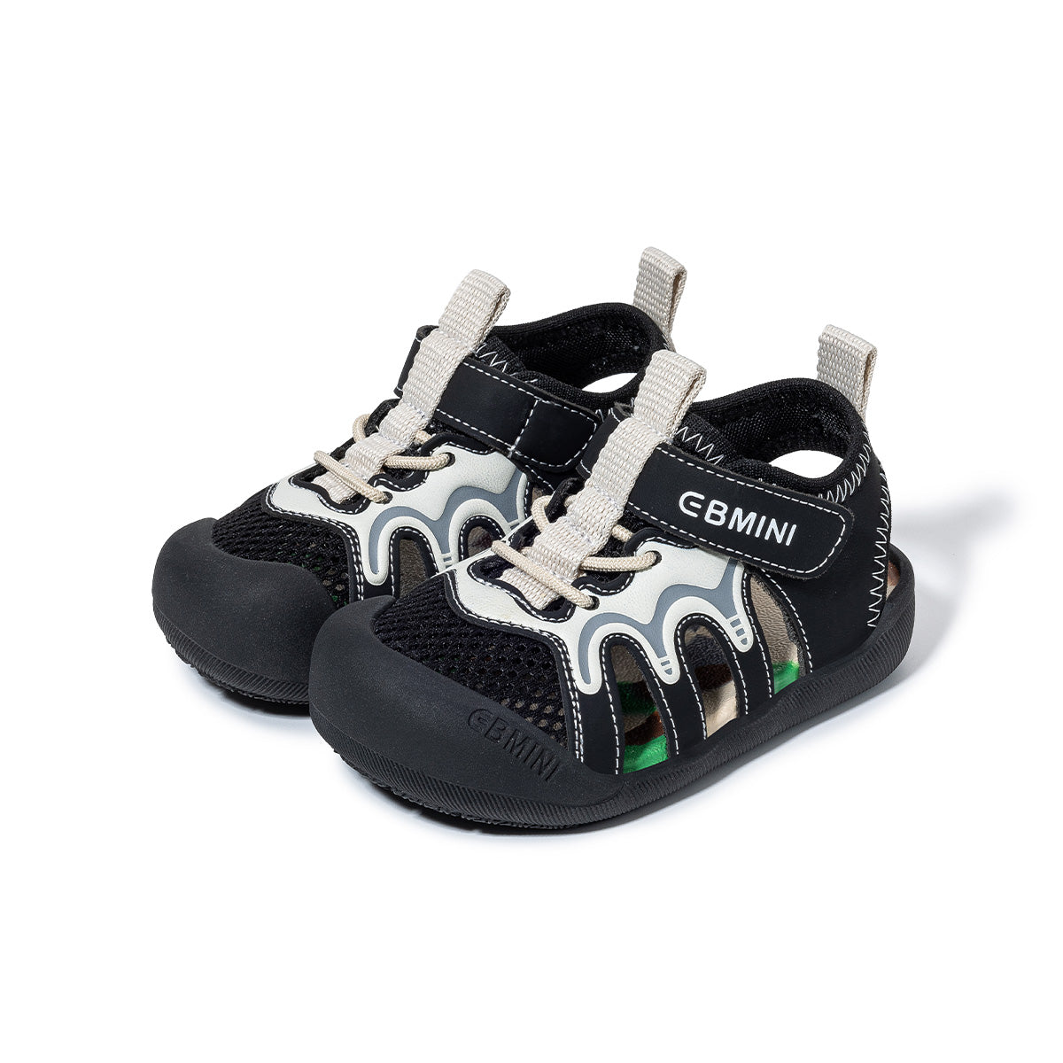 Wave Graphic Mesh Closed-Toe Toddler Sandals