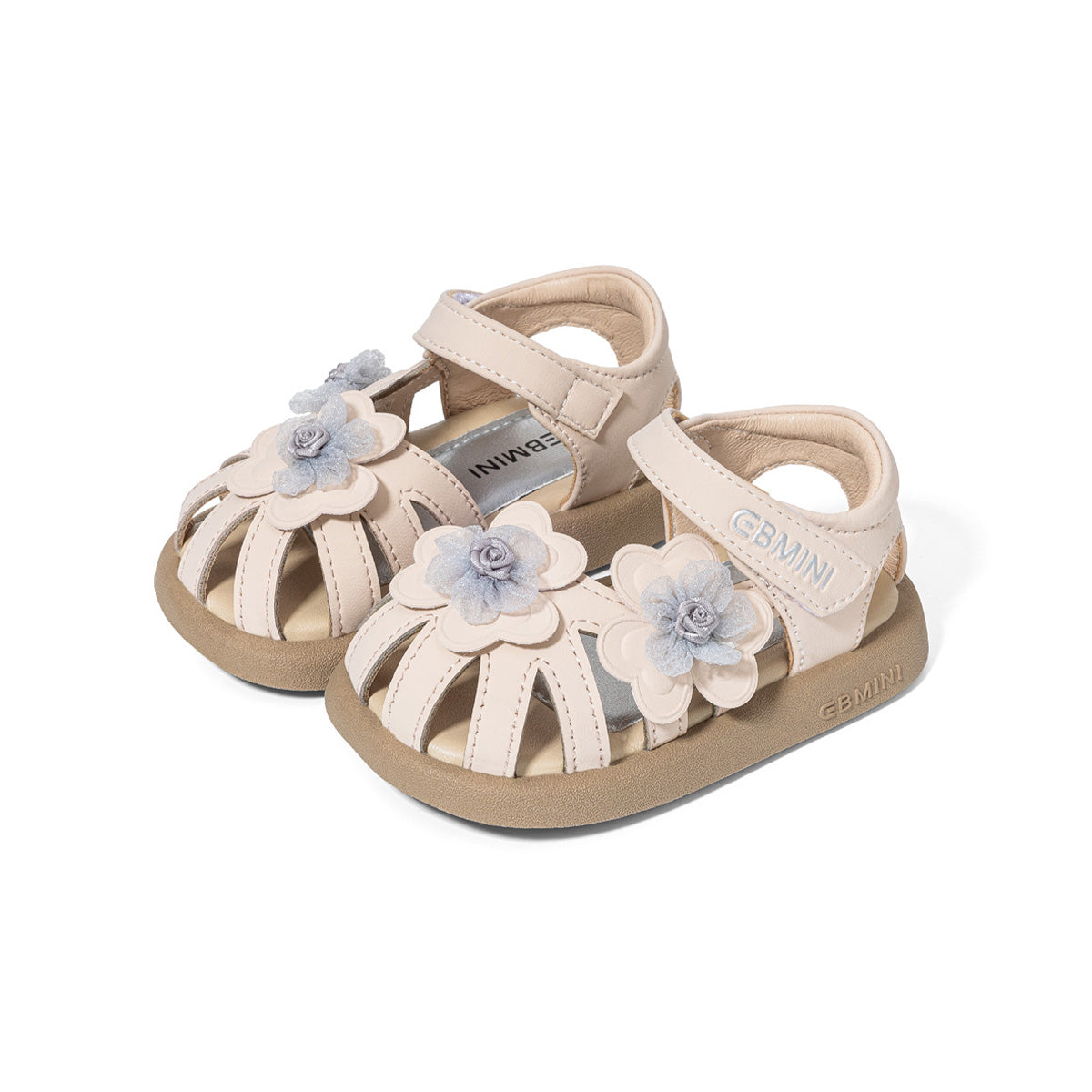 3D Floral Cage Closed-Toe Toddler Sandals
