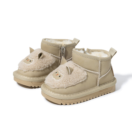 EBMINI Baby Winter Boots – Lamb Design, Warm Fleece, Zip-Up & Non-Slip