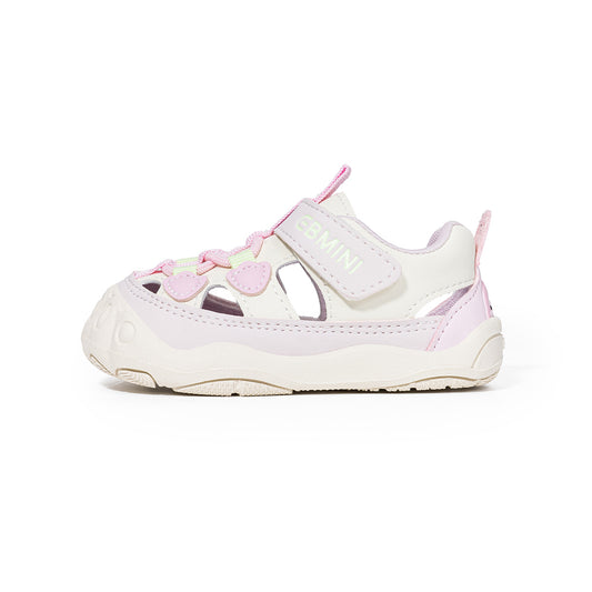 EBMINI Pink Heart Closed Toe Toddler Sandals | Breathable Non Slip Rubber Sole First Walker Shoes for Girls 15M-5Y