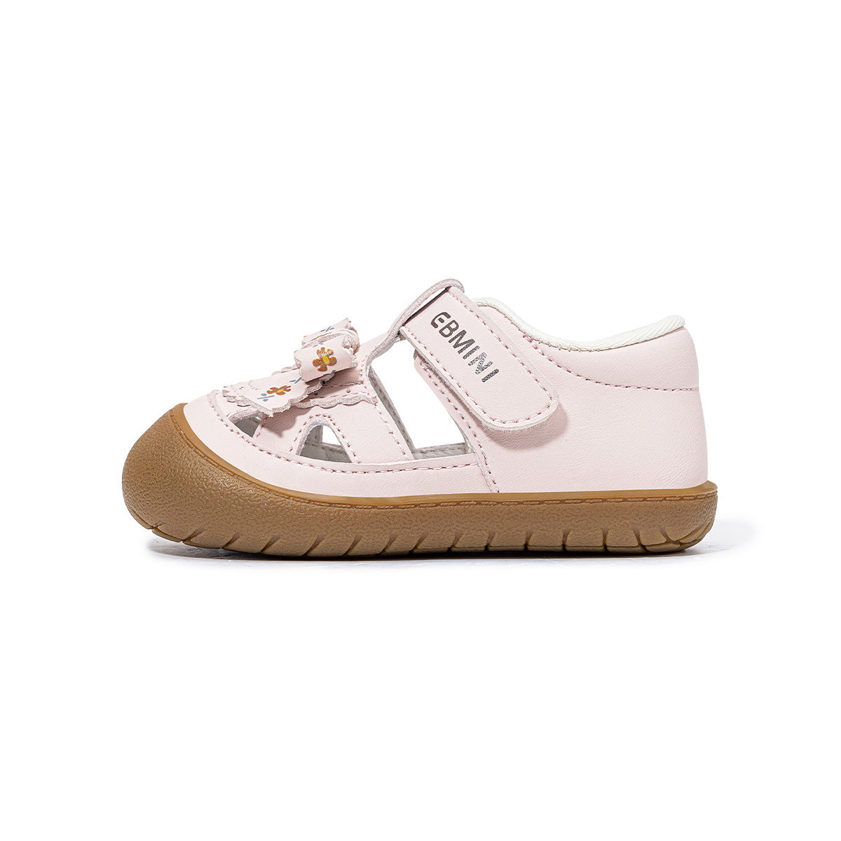 Scallop-Edge Floral Bow Closed-Toe Toddler Sandals