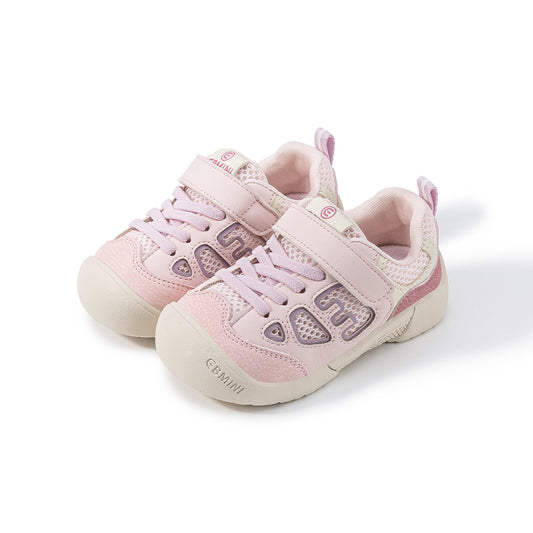 EBMINI Pink Purple Macaron Colorblock Mesh Toddler Sneakers | Breathable Non Slip First Walker School Shoes